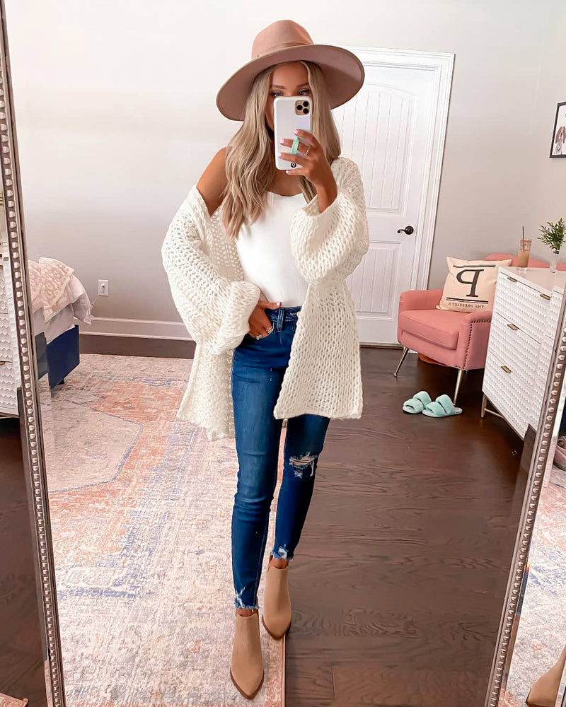 Open Front Chunky Knit Cardigan Oversized Sweater