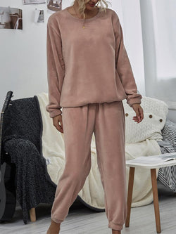 Velvet Solid Loose Homewear Winter Two-piece