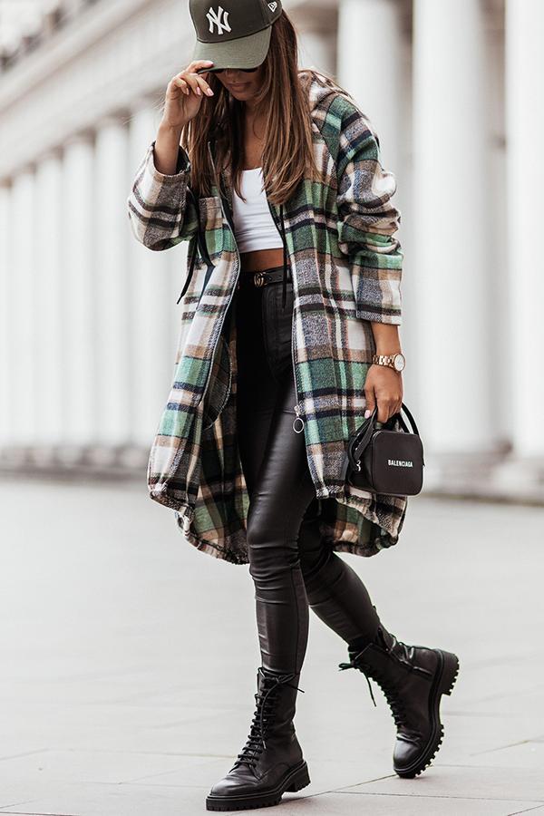 Trend Forecast Plaid Hooded Coat