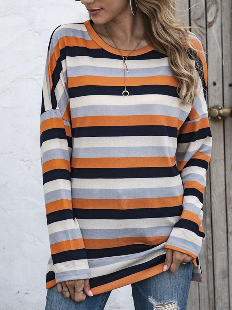 Striped Long Sleeve Casual T-shirt