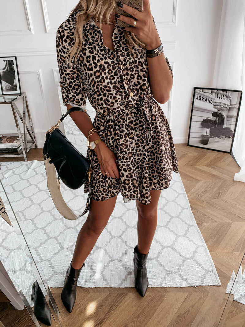 Wrap Front Short Sleeve Mini Dress