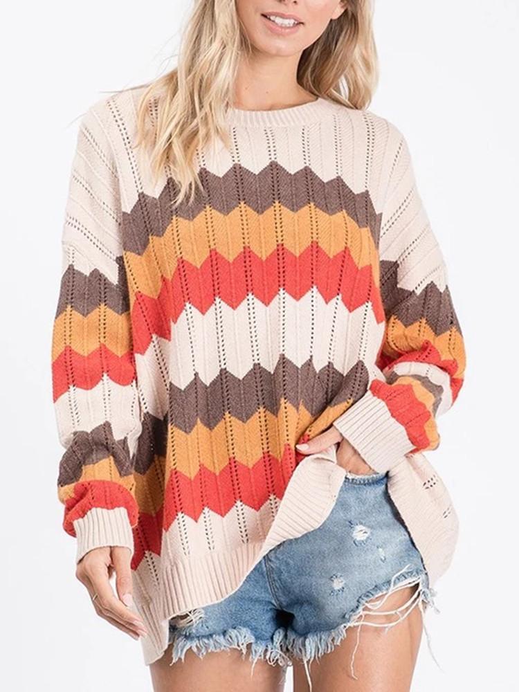 翻译0914 Zigzag Stripe Hit Color Sweater