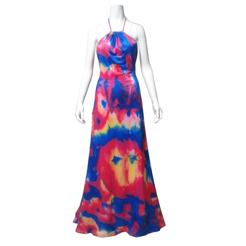 Tie Dye Spaghetti Strap Long Dress