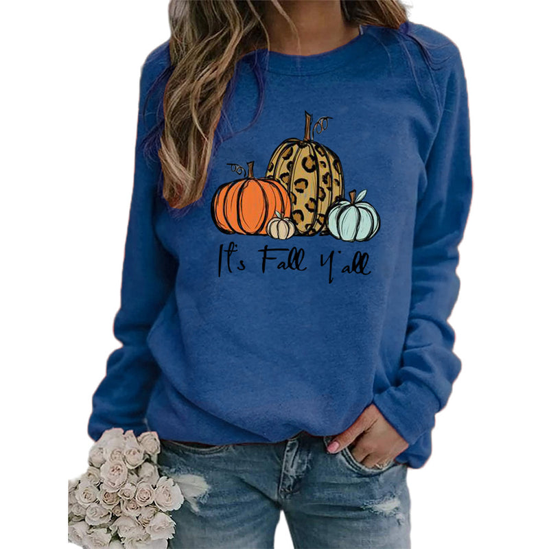 Casual Fall Printed Crew Neck Sweatshirt