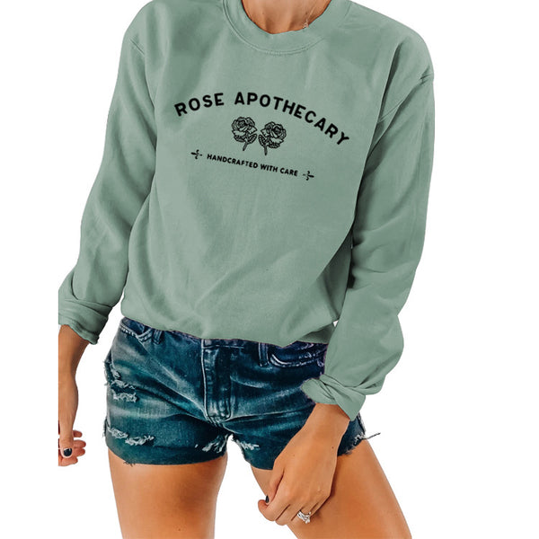 Rose Apothecary Crew Neck Classic Style Long Sleeve Sweatshirt