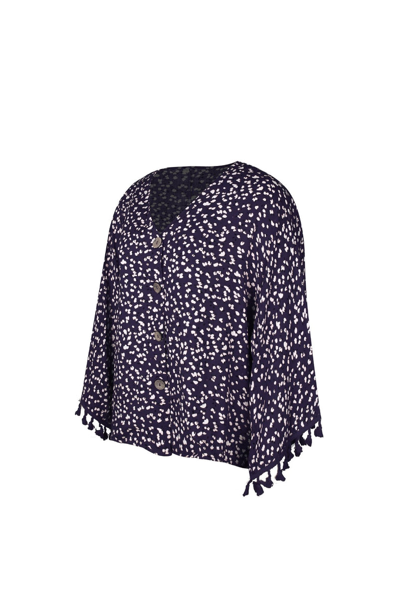 Women's Tassel Sleeve Floral Shirt