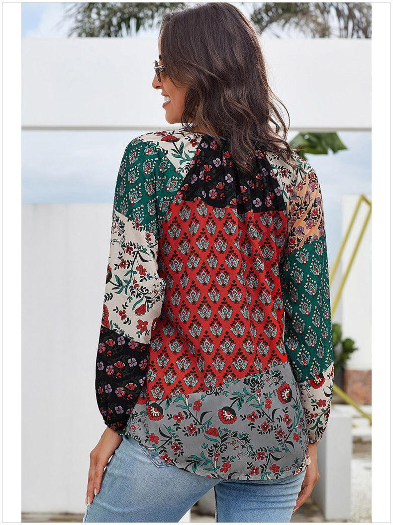 Casual Floral Long Sleeve Top