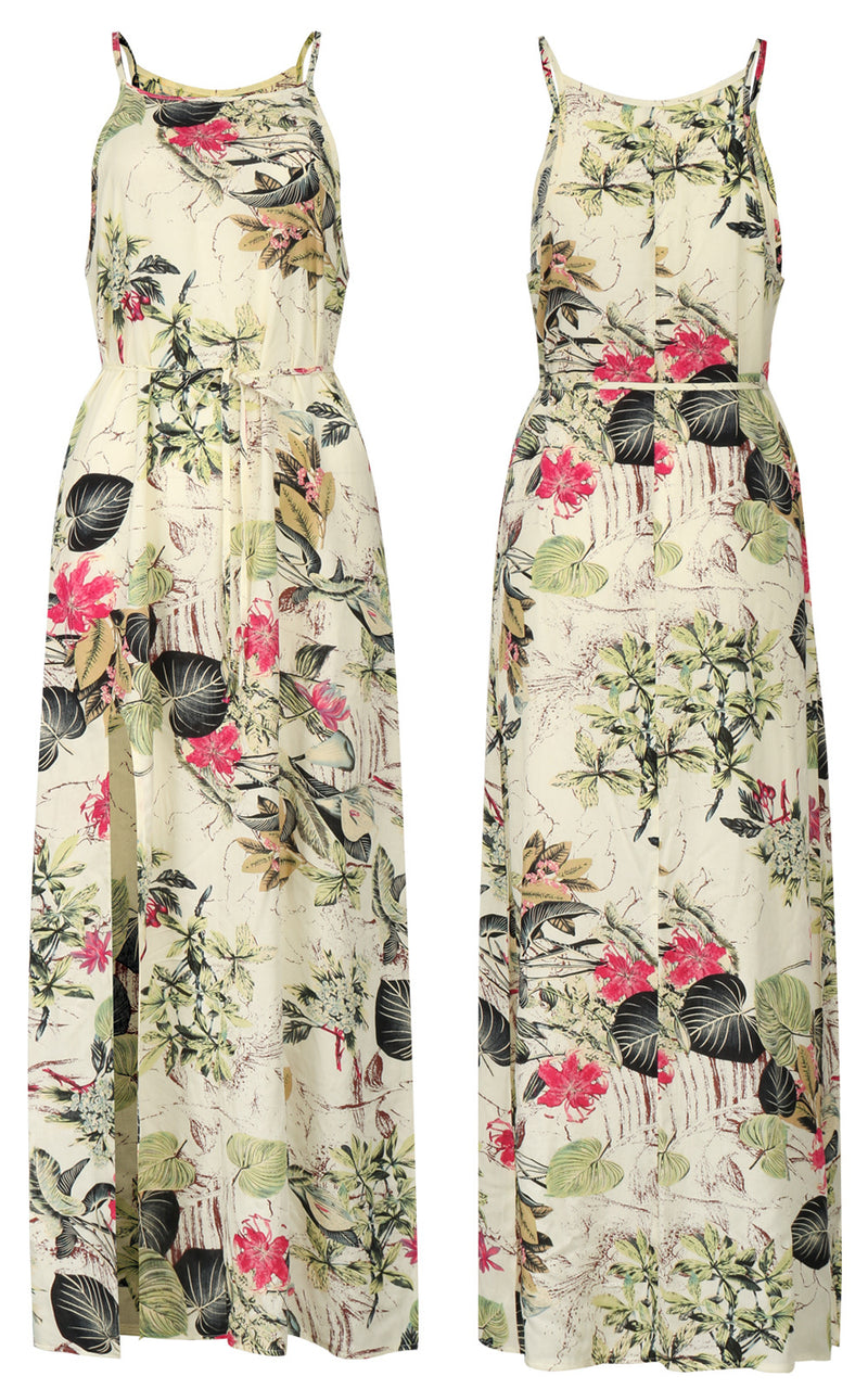 Sleeveless Floral Split Long Dress