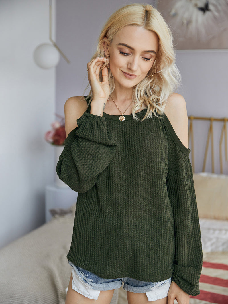 Strap Cold Shoulder Knitting Tops