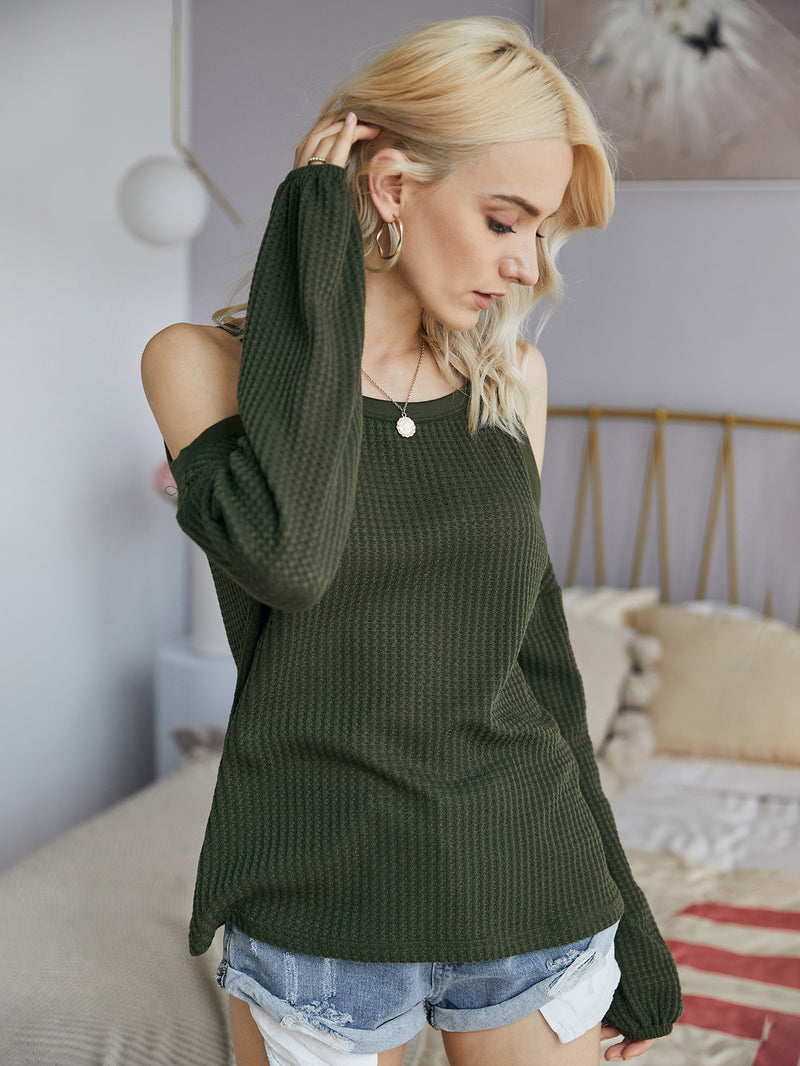 Strap Cold Shoulder Knitting Tops