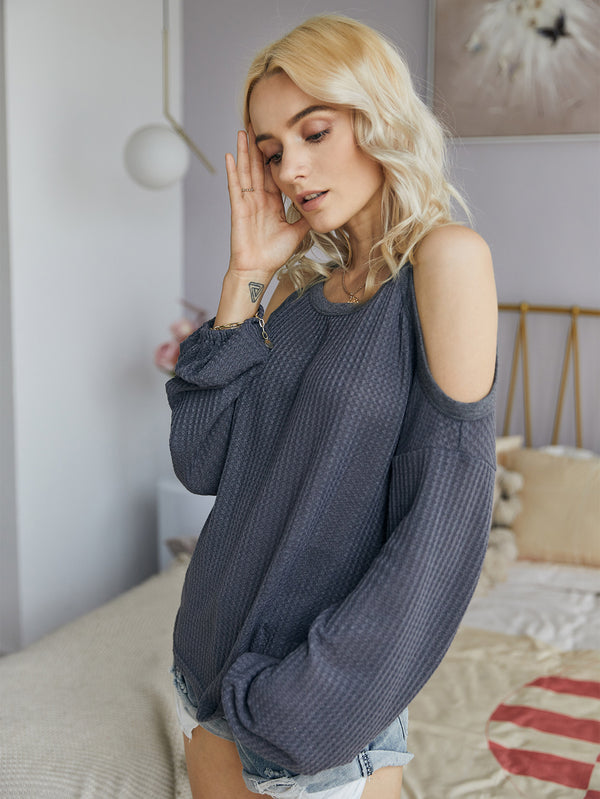 Strap Cold Shoulder Knitting Tops