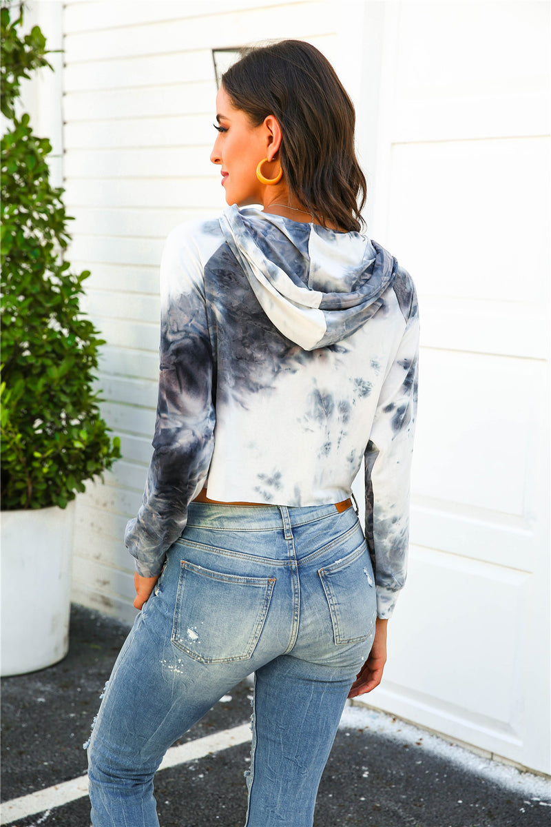 Hooded Tie Dye Long Sleeve Tops