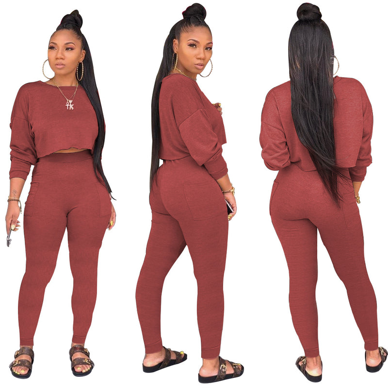 Casual Gym Long Sleeve Jumpsuit Set