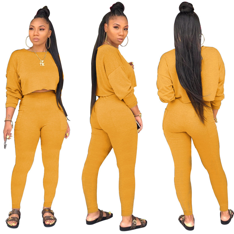 Casual Gym Long Sleeve Jumpsuit Set