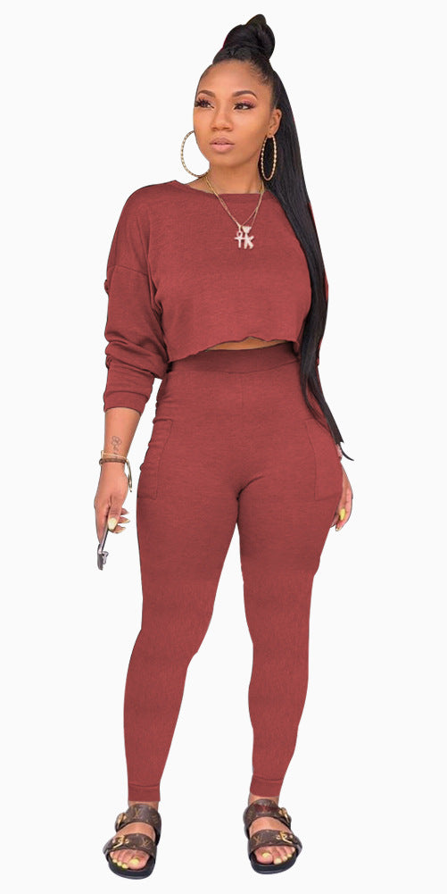 Casual Gym Long Sleeve Jumpsuit Set