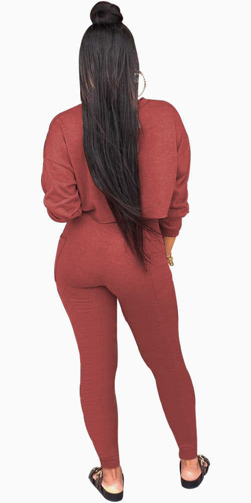 Casual Gym Long Sleeve Jumpsuit Set