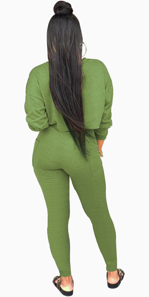 Casual Gym Long Sleeve Jumpsuit Set