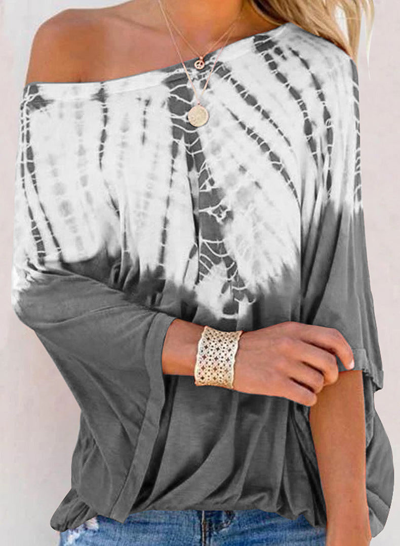 Tie Dye One Shoulder Striped Tops