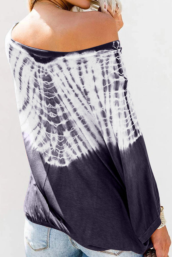 Tie Dye One Shoulder Striped Tops