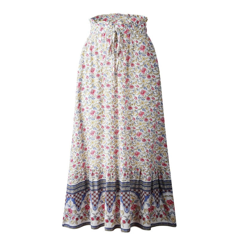 Floral Boho Casual Maxi Skirt