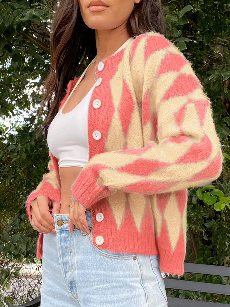 Button Up Tie Dye Knit Long Sleeve Sweater