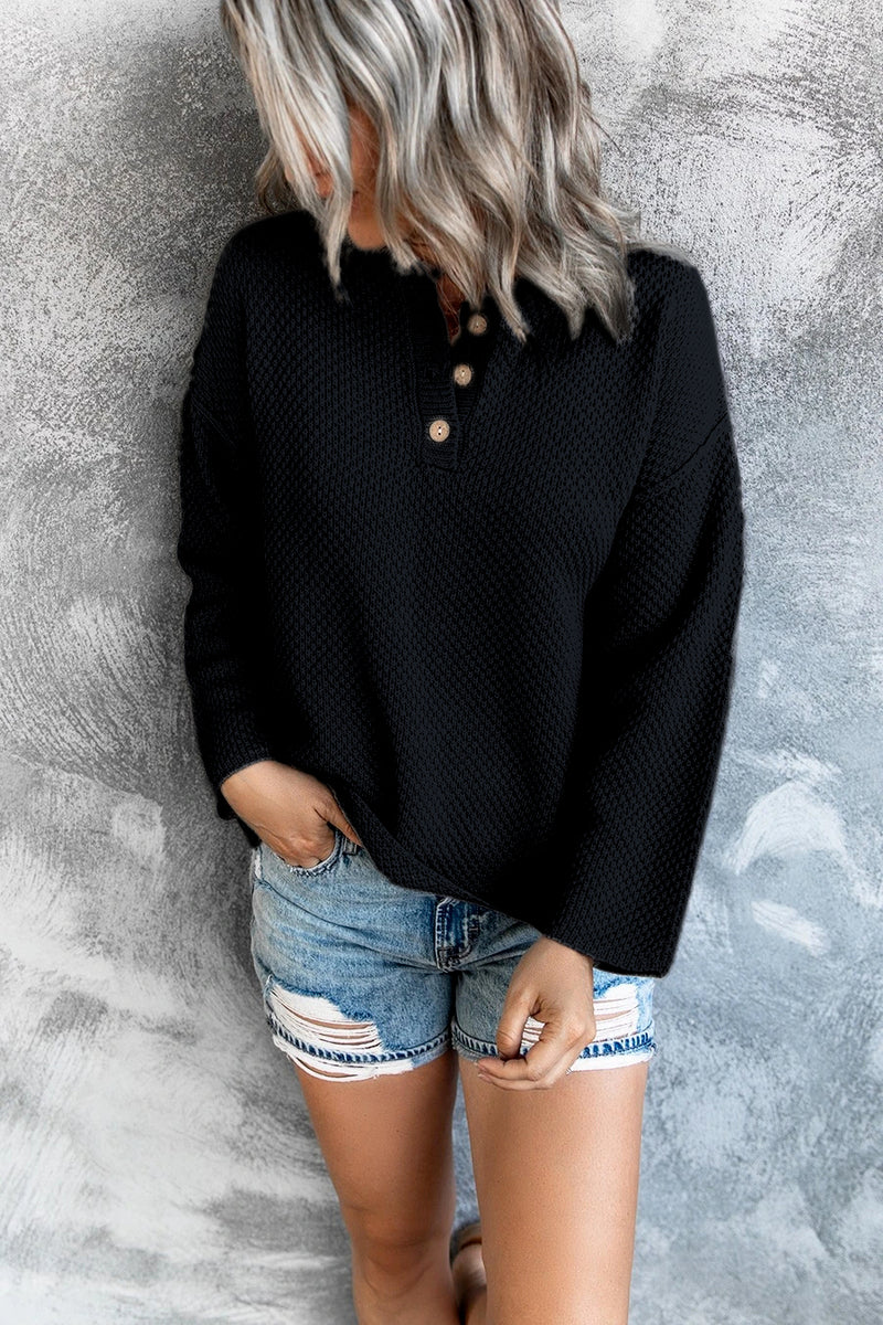 Button Up Knit Long Sleeve Sweater