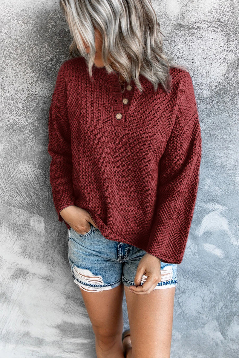 Button Up Knit Long Sleeve Sweater