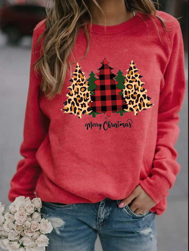 Christmas Printed Round Neck Sweatshirt