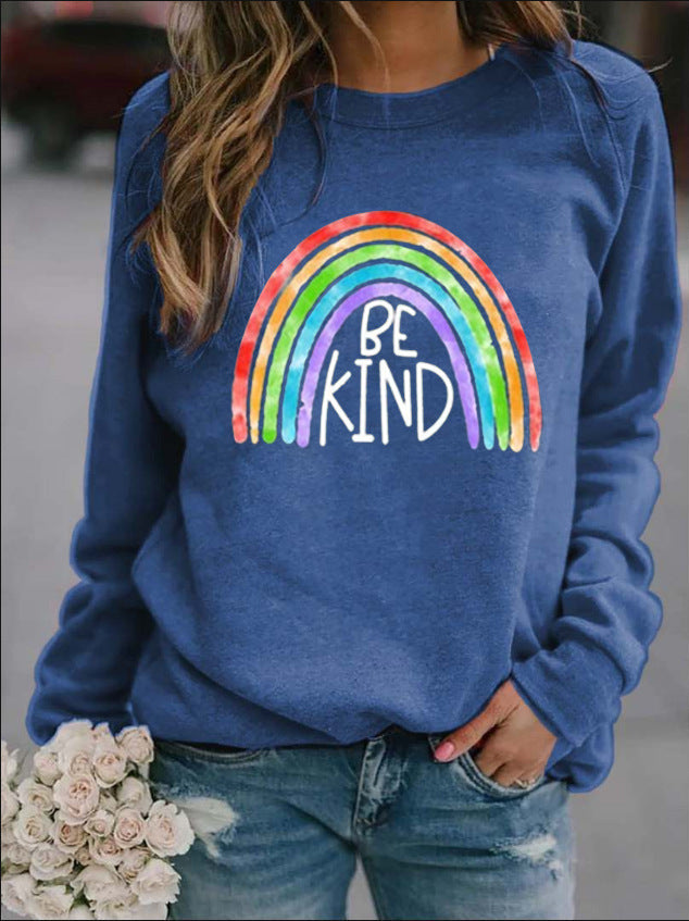 Graphic Printed Be Kind Crewneck Sweatshirt