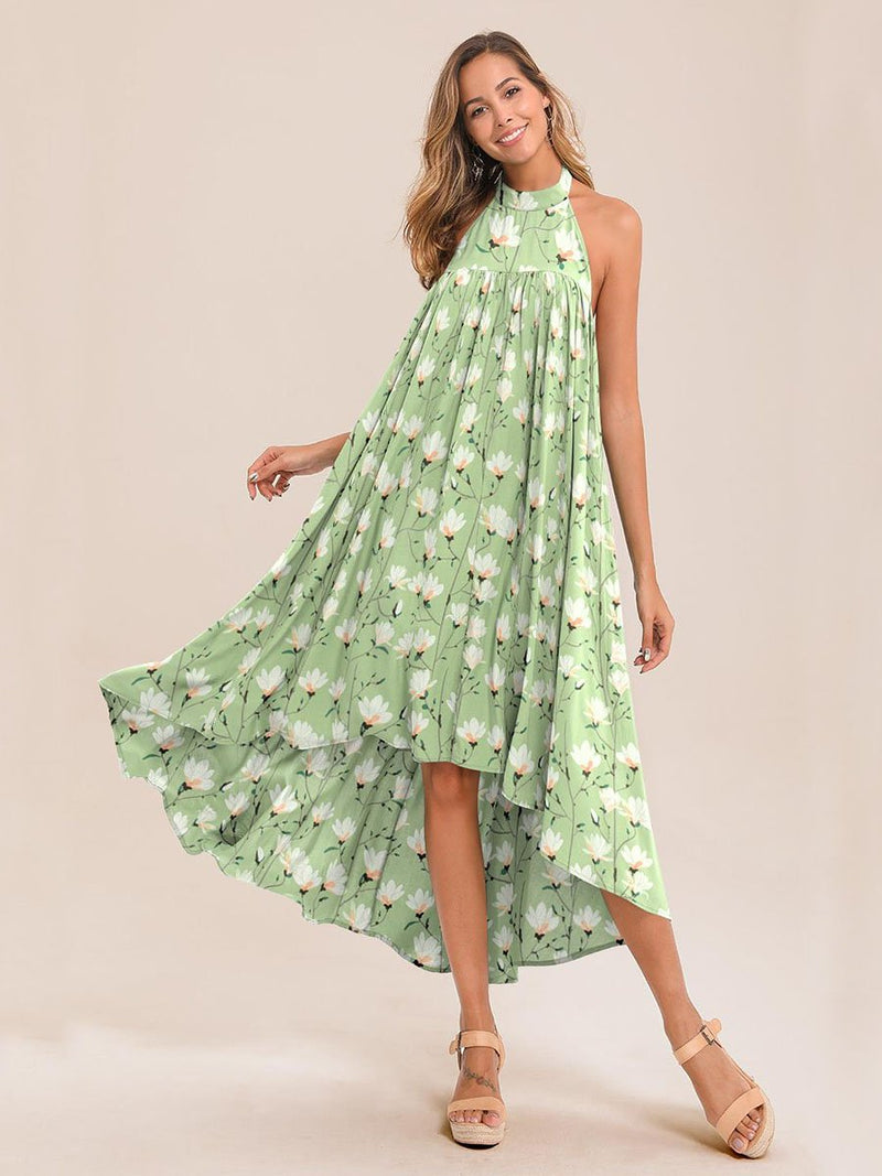 Floral Print Tie Maxi Dress