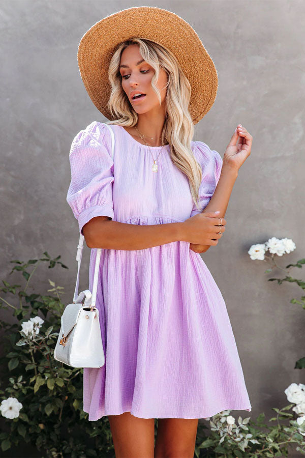 Amber Cotton Pocketed Puff Sleeve Dress