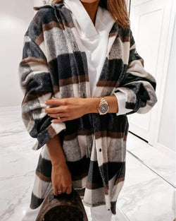 Casual Feel Plaid Long Shirt Coat