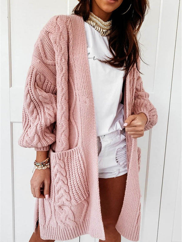 Cable Knit Long Open Front Oversize Sweater Outerwear