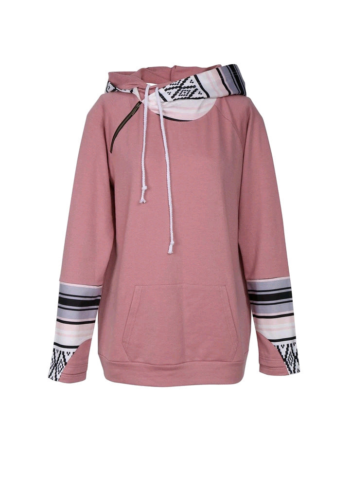 Color Block Sleeve Drawstring Hoodie Pullover