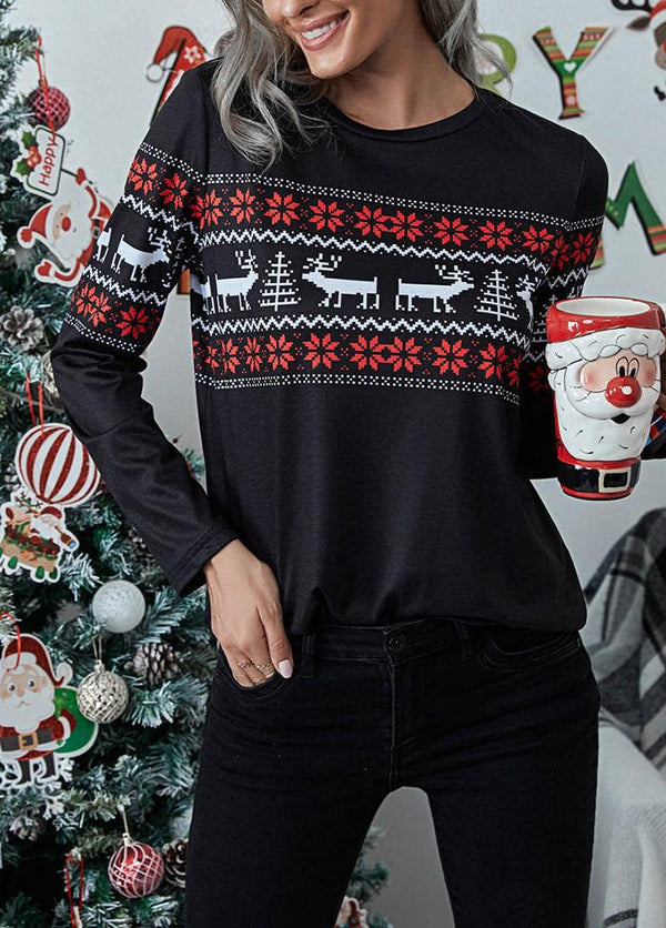 Christmas Printed Long Sleeve T-shirt