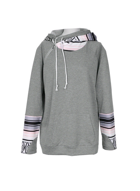 Color Block Sleeve Drawstring Hoodie Pullover