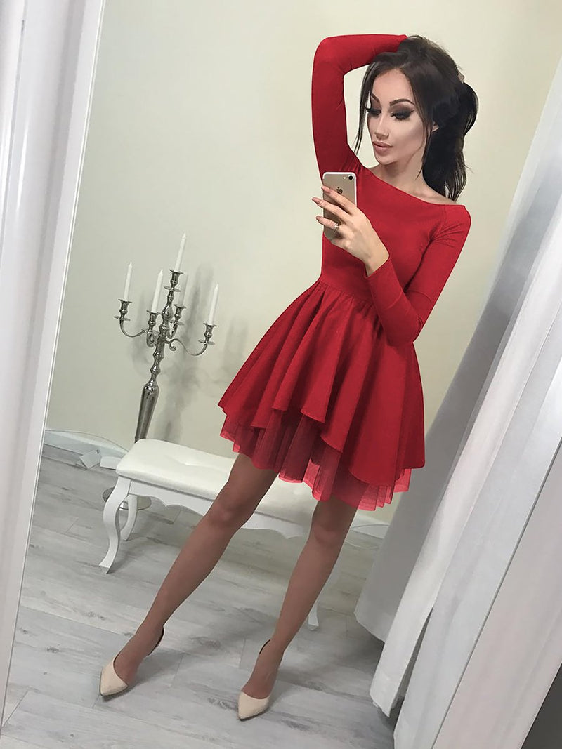 Long Sleeves Bodycon Ruffle Off Shoulder Mini Dress