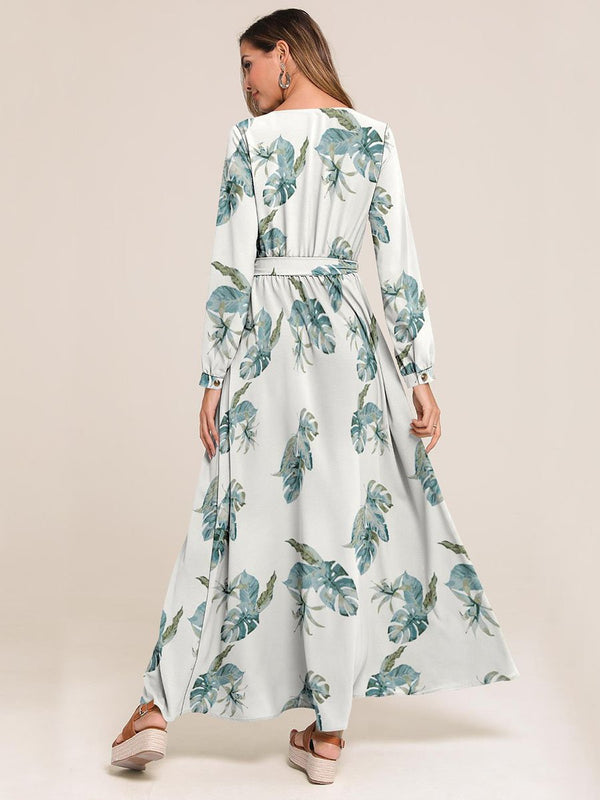 Surplice Neck Floral Print Dress