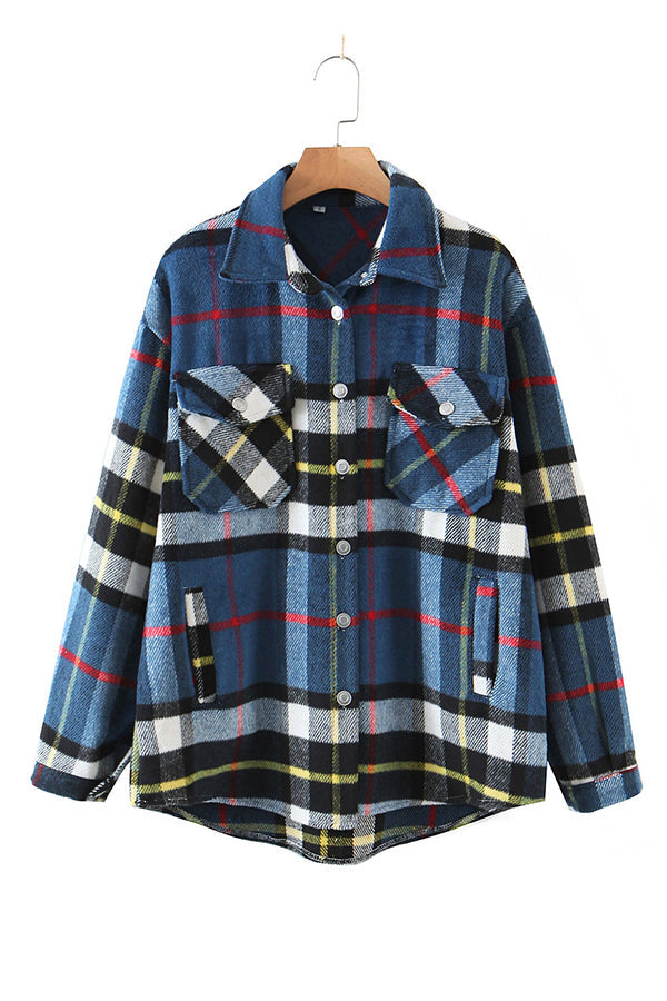 Plaid Double Pocket Shirt Jacket