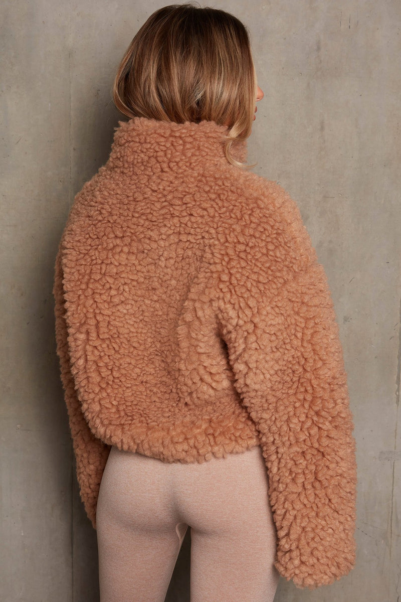 Zip Up Faux Shearling Shaggy Oversized Coat Jacket