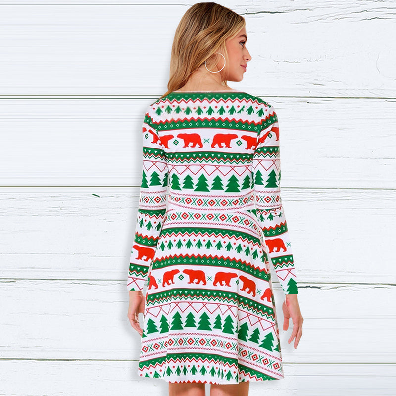 Women's Long Sleeve Casual Christmas Dress