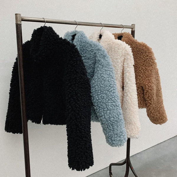 Zip Up Faux Shearling Shaggy Oversized Coat Jacket