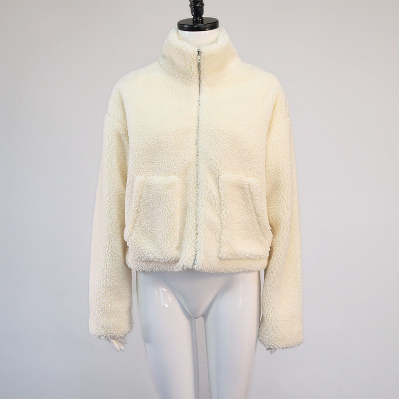 Zip Up Faux Shearling Shaggy Oversized Coat Jacket