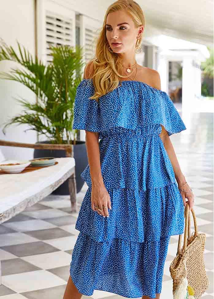 Off The Shoulder Printed Dress