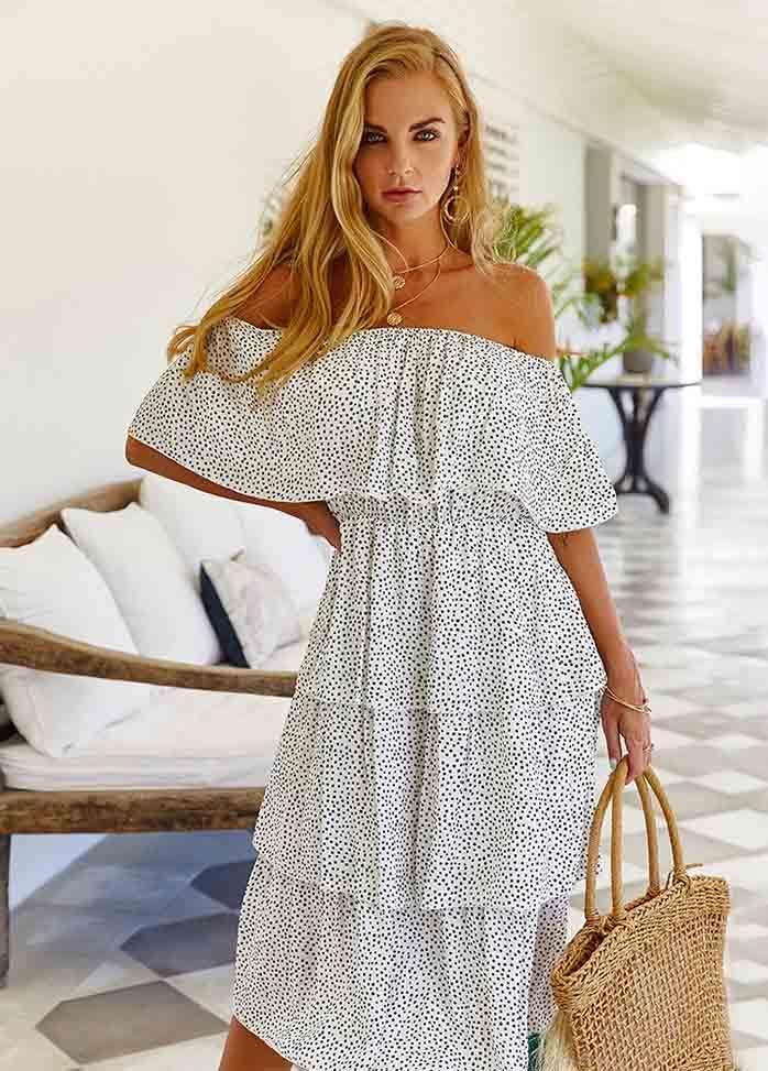 Off The Shoulder Printed Dress