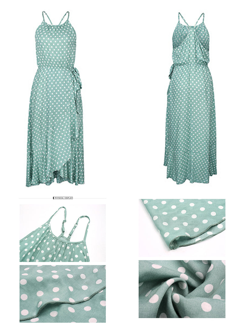 Polka Dot Spaghetti Strap Long Dress