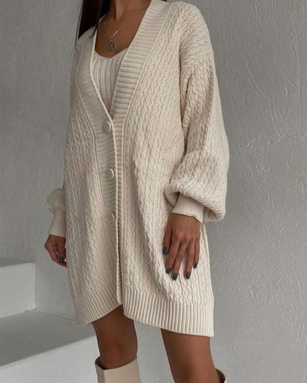 Knitting Camisole & Cardigan Dress 2 Pieces Set