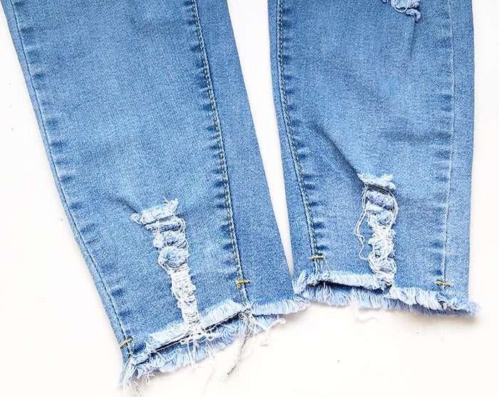 Casual Ripped Drawstring Jean Pants