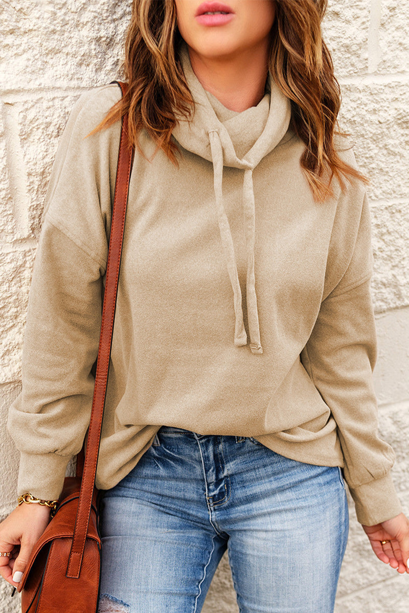 High Neck Drawstring Pullover