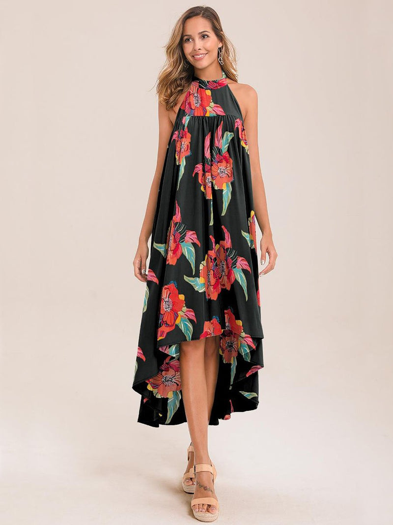 Floral Print Tie Maxi Dress